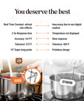 Comparison of hands free digital candy thermometer with pot clip and others, showing real-time display and accuracy differences