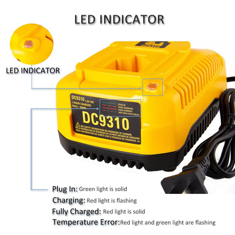 Replacement 18V XRP Battery Charger For Dewalt Tools, Powers XRP NiCad And NiMH Packs Across 7.2V To 18V, LED indicator view