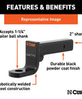 Beefed Up 2 Inch Receiver Ball Mount With One And One Quarter Inch Ball Hole, Six And Three Quarter Inch Rise Or Eight Inch Drop