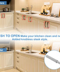 Before and after kitchen image using Four Pack Magnetic Push Latches For Cabinets And Doors showing knobless sleek style.