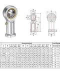 3/8 Inch Female Rod End Bearing Set With 3/8-24 Left And Right Hand Threads, Set Of 2 With Jam Nut, For Flexible Mechanical Linkage And Misalignment Up To 9 Degrees, steel rod end