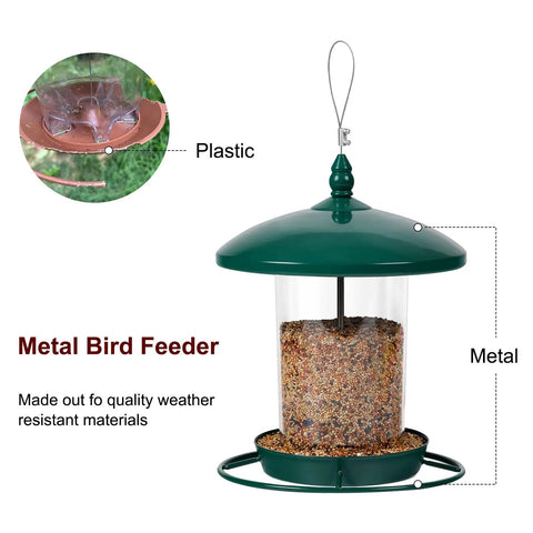 Chew Proof Metal Bird Feeder For Outdoors Hanging Built Tough As Nails With 3 Lb Seed Capacity Easy To Fill And Clean 360 Degree Feeding