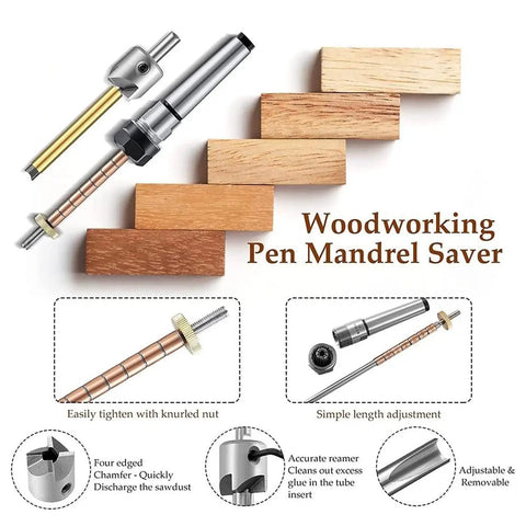 Straight Shots Precision Pen Mill Trimmer Kit With 8 Inch Turning Mandrel And Dual Pilot Cutter Shafts for Woodworking and pen making.