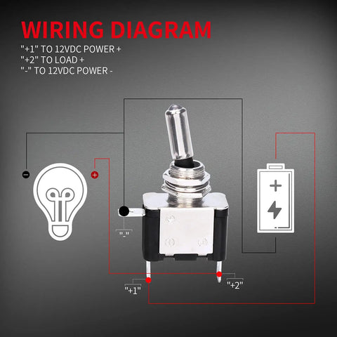 Red 12V LED Lighted Toggle Switch With Aircraft Guard Safety wiring diagram