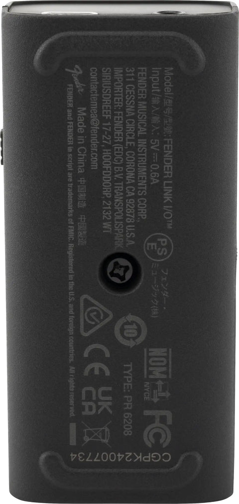 Back view of Pocket Sized USB-C Audio Interface With Pristine Bi-Directional Audio, showing technical specifications and certifications.