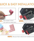 Installation steps for the 100Pcs Nylon Flag Spade Female Insulated Terminals Kit 24 10 Gauge Quick Disconnects for auto wiring.