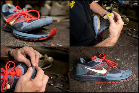 Professional Grade Footwear Glue With Instant Bond And Clear Flexible Finish A Quick No Clamp Needed Fast Acting Adhesive used on athletic shoe.