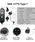 SAE J1772 Type 1 Heavy Duty Portable Level 2 EV Charger With 240 Volt Plug And Play Hookup No Sweat Setup Hella Durable IP67 Weatherproof 3.5 KW Electric Vehicle Charging Cable