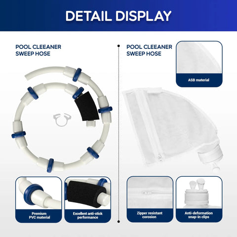 DIY Friendly Pool Cleaner Rebuild And Repair Kit For Polaris 280 TR28P Replacement Parts, sweep hose and bag detail