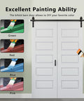 Ninety Six Inch By Eighty Four Inch Five Panel Folding Barn Door Kit with painting options in green, red, blue, and pink.