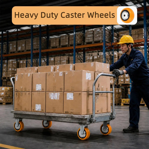 Built Tough Eight Inch Smooth Rolling Caster Wheels Replacement Four Pack Heavy Duty Swivel Metal Bearing Casters With Five Eighths Inch Stem For Utility Cart Workbench Shop Project on cart transporting boxes.