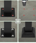 Heavy Duty Wrought Iron Handrails For Outdoor Steps, showing installation steps for solid black metal stair railings.