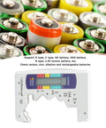 LCD Universal Battery Checker for AA AAA C D 9V and 1.5V Cells with Three Color Readout Red Yellow Blue and Pro Grade Battery Capacity Meter for Home Use Everyday, handheld plastic tester