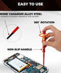Hand using 1000V Insulated Electrician Screwdriver Set With Magnetic Tips And Rotatable Top Cap for electronic repair.