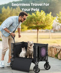 Heavy Duty Foldable Wagon Cart With Wheels, 120L Capacity, 220 Lbs Load, Collapsible Utility Wagon for pets outdoors