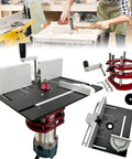 Next Level Router Lift Table Insert Plate For Killer Precision Wood Routing And Plug And Play Bench Setup Compatible With Standard Sixty Four Millimeter Router Motors with aluminum build.