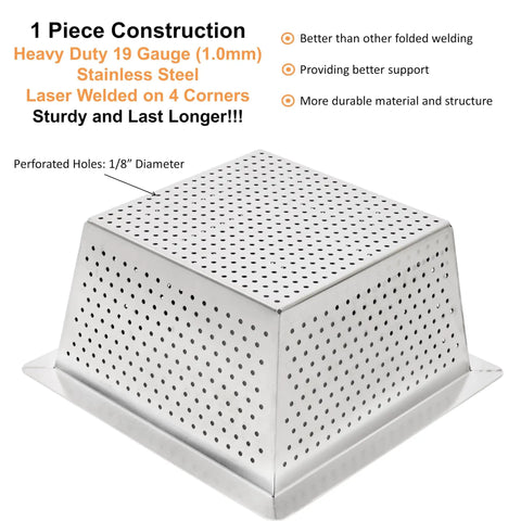 Super Tough Heavy Duty Type 304 Stainless Steel Floor Sink Basket Strainer Drain Cover With Seamless Laser Welded Build, perforated
