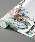 Dream Castle Bedroom Wall Mural Set, Large Peel And Stick Wallpaper unrolled, showing fantasy castle and swans, 100x144 inches, kid decor