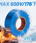 Blue Electrical Tape 5 Pack 3/4 Inch By 66 Feet Industrial Grade Pro Grade Tough 7 Mil Thick Flame Retardant Waterproof PVC Tape 600V UL Listed CSA Listed