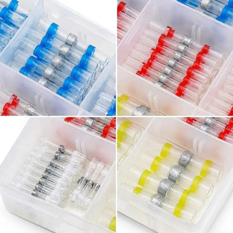 300 Pack Waterproof Heat Shrink Butt Wire Connectors With Solder And Glue Seal Terminals For Auto Boat Repair Electrical Wiring Projects Crimping Tool Ready Kit in organizer