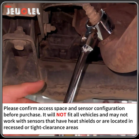Seven Eighths Inch Oxygen Sensor Wrench With Contoured Handle And Flexible Head For Easy Removal And Installation Universal Automotive Maintenance Socket Wrench For Most Vehicles being used under a car