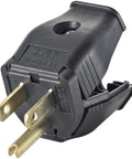 2 Pole 3 Wire Grounding Plug 3W101-E Black Hinged Design Replacement For Tools Appliances And Extension Cords NEMA 5-15 Rating