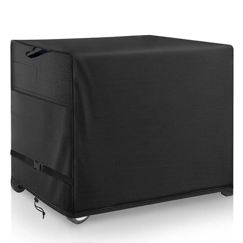 Outdoor Prep Table Cover Heavy Duty Waterproof Shield For Keter Unity Small Portable Table Fits 36 Inch Outdoor Utility Cart And Storage Cabinet Weatherproof Protection With Easy On And Off Handles, showing a black cover on a table cart.