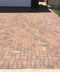 Rock Solid Penetrating Concrete Sealer 5 Gallon Solvent Based Wet Look Finish on stamped brick paver driveway.