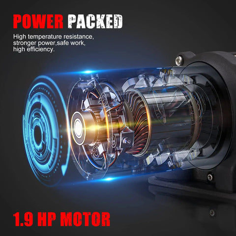 Internal view of 12V Powerful One Point Nine Horsepower Electric Winch Kit motor highlighting 1.9 HP power and efficiency