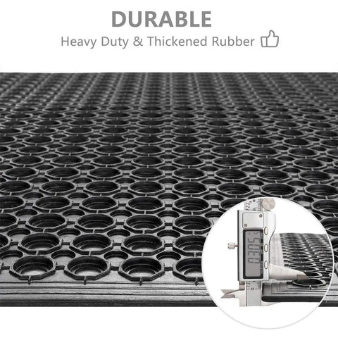 Grippy Non Slip Rubber Drainage Floor Mat With Holes 24x36 Anti Fatigue Cushion durability measured with caliper