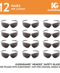 12 pairs of Nemesis Safety Glasses Smoke Anti Fog Lenses With Silver Frame Lightweight And Sporty Design in a case pack