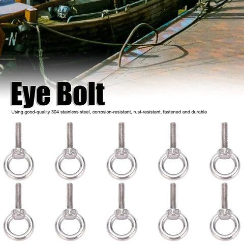 10 Pack M6x25 Eye Bolts Made From 304 Stainless Steel Beefy Heavy Duty Lifting Rings For Swing Sets Tie Downs Outdoor Gear Rustproof Silver Fasteners For Secure Hanging And Hoisting