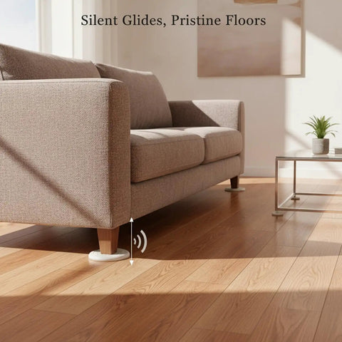 Self Adhesive PVC Furniture Pads Floor Protectors for Hardwood and Tile Quiet Glide Cushions under sofa on wood floor