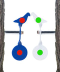 Auto Reset Steel Target For Plinking And Shooting Practice With 360 Degree Rotation Red And Black Bird Design on tree mount