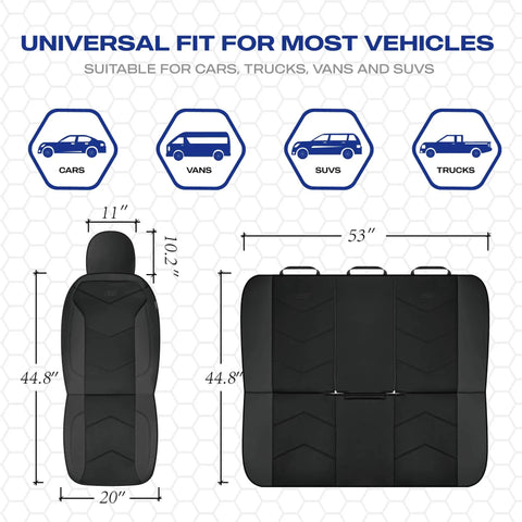 Universal fit chart for Memory Foam Leather Car Seat Covers For Ultimate Comfort And Support Ride Ready Front Seat Covers