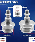 Product size of 3-Piece RV Exterior Shower Quick-Connect Kit, Brass Water Hose Fittings With Leak-Proof Self-Locking Design