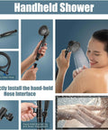 Woman using Oil Rubbed Bronze Shower Faucet Set With Hand Sprayer And Tub Spout 12 Inch Extension Tube Included 8 Inch Rainfall