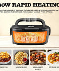 Electric Heated Lunch Box For Adults With 80W Fast Heating And 1.5L Food Grade Stainless Steel Portable Warmer displaying interior with food