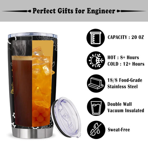 Engineer Gifts Tumbler 20Oz For Mechanical Engineers And Civil Engineers Gift For Men Graduation Day Keepsake with drink inside