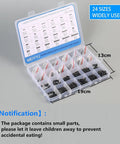 720-Piece Laptop Screw Kit With 24 Types M1.4 M1.7 M2 M2.5 M3 Phillips Countersunk in labeled storage box