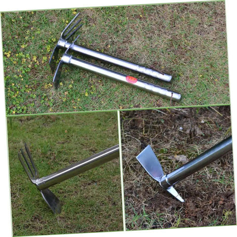 Stainless Steel Do It All Garden Hoe For Planting And Weeding Lightweight Handheld Yard Tool with durable head on grass