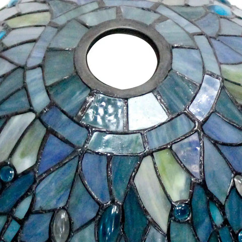 Sea Blue Dragonfly Tiffany Lamp Shade Replacement 12x6 Inch Stained Glass With 1 And 5 Eighths Inch Fitter detail