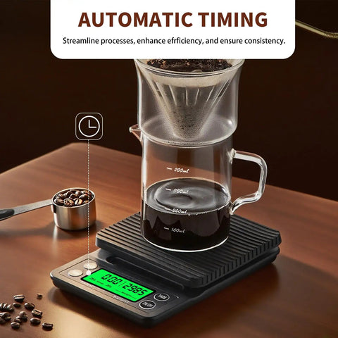 Coffee Scale With Timer 0.1g Precision, 3kg Drip Espresso Scale For Pour Over Coffee, scale with carafe and timer display