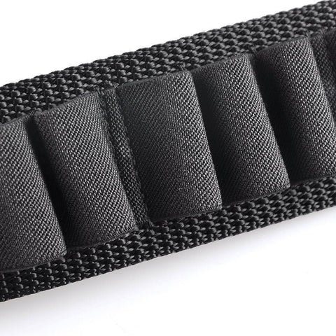 Close-up of Heavy Duty 56 Shell Shotgun Bandolier Sling Pack Of 12 Or 20 Gauge Shotguns Over The Shoulder Nylon Carry Slots