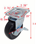Heavy-Duty 3-Inch Polyurethane Caster Wheels, 110 Lbs Per Wheel with metal mounting plate and locking brake.