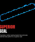 Ford F-150 Engine Valve Cover Gasket Set, Leak-Proof OEM-Style Kit For V6 And V8 Engines, Easy Install, Durable Seal, Replaces Worn Gaskets, Helps Prevent Oil Leaks And Keeps Your Ride Quiet. Blue rubber gasket with bolt holes on black background