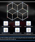 Diagram of Large Hexagon Diamond LED Lights 2 Pack For Garages Stores Conference Rooms And Auto Repair Shops Bright Even Illumination Across Wide Areas Game Changing Ceiling Lighting Solution, showing connectors and installation tips.