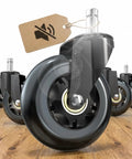 Office Chair Wheels Set Of 5 3 Inch All Black Casters 11x22mm Rubber Roller Blades For Carpet And Hardwood Floors