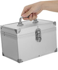 Lockable Portable Double Layer Tool Box Case With Ergonomic Handle Aluminum Alloy Build Spacious Storage Rugged Carrying Case For Pros Engineers And Field Techs Ideal For Outdoor Operations being carried
