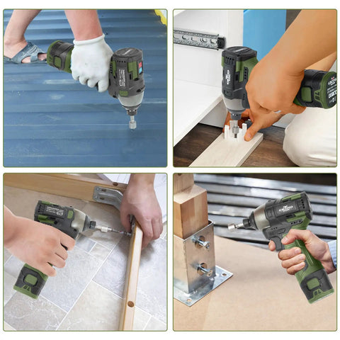 17V Brushless Cordless Screwdriver Drill Set With 140Nm Impact Driver And 55Nm Drill in various home project uses